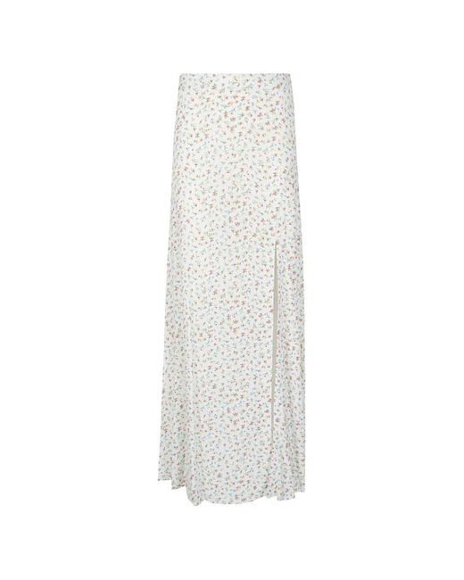 Mar De Margaritas White Floral-Pattern Split Skirt