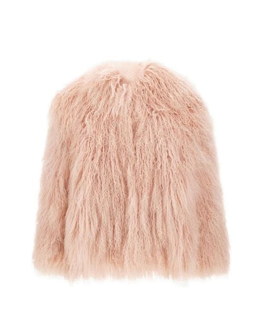 THE TOUCH Pink Marina Lamb-Fur Jacket