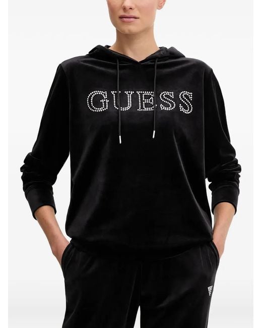 Guess Black Rhinestone-Embellished Hoodie