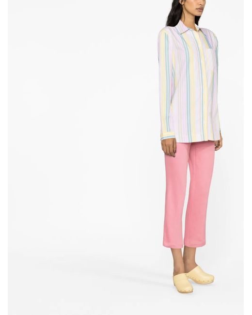 Ganni White Striped Organic Cotton Shirt