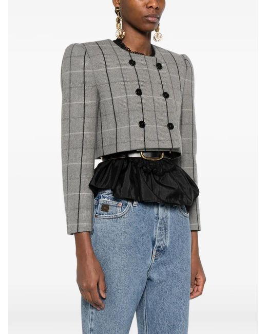 Chloé Gray Double-Breasted Check Jacket