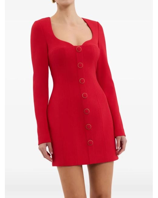 Rebecca Vallance Red Cameron Button-Front Mini Dress