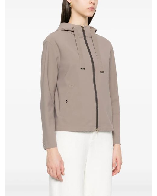 Herno Gray First-Act Zip-Up Hooded Short Jacket