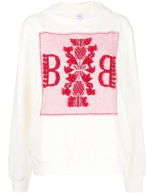 Barrie Pink Logo-Patch Cotton Hoodie
