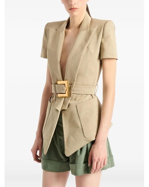 Chaqueta Anthem Con Cinturón Balmain de color Natural