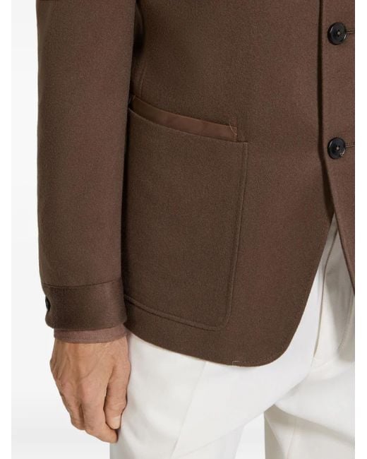 Zegna Brown Oasi Patch-Pocket Buttoned Jacket for men
