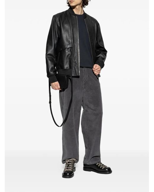 Paul Smith Black Zip-Front Leather Jacket for men
