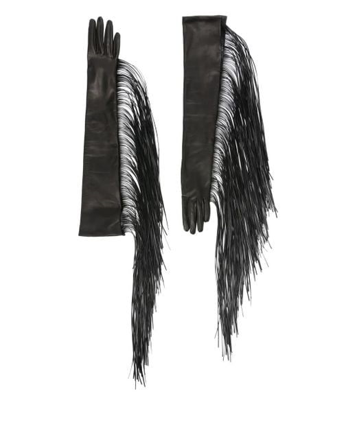 Sportmax Fringed Gloves Black