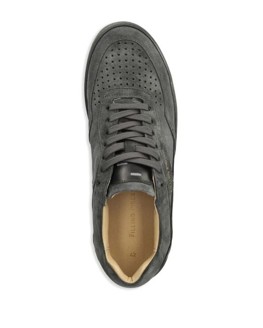 Filling Pieces Green Logo-Print Suede Sneakers for men