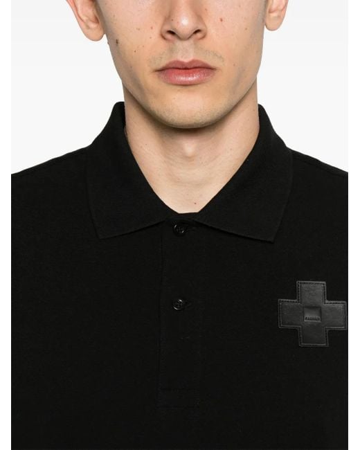 Sandro Black Logo-Patch Polo Shirt for men