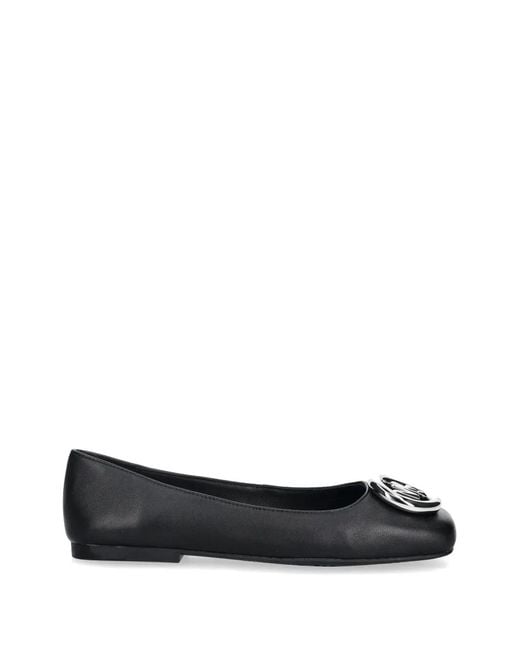 MICHAEL Michael Kors Black Milan Flex Logo-Plaque Ballet Flats