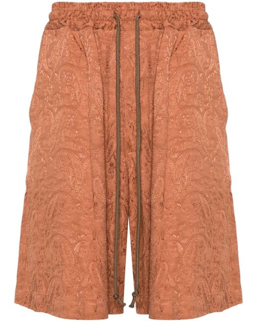 Song For The Mute Orange Paisley-jacquard Elasticated-waist Shorts for men