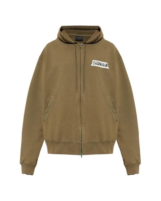 Balenciaga Green Masking Tape Zip-Up Hoodie for men