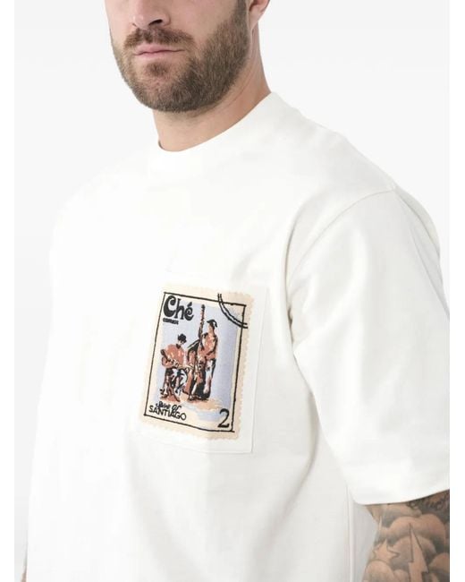 CHE White Printed Pocket T-Shirt for men