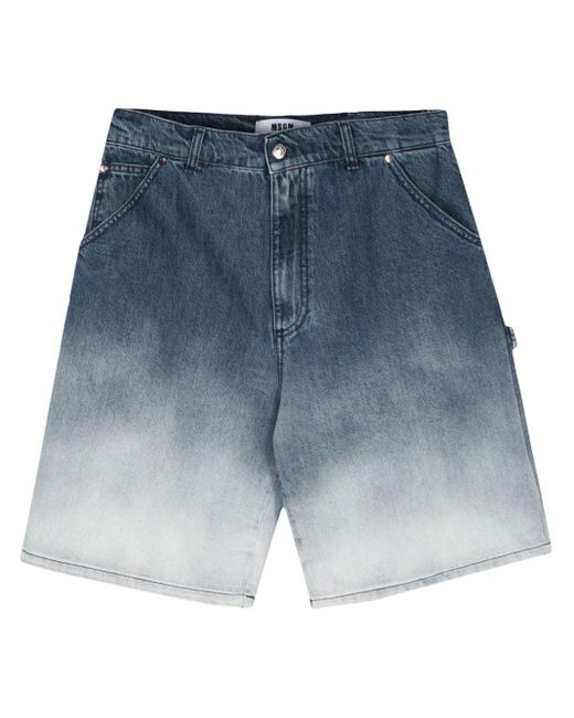 MSGM Blue Ombré Effect Denim Shorts for men