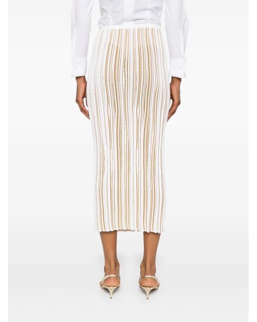 Giambattista Valli White Ribbed Midi Skirt