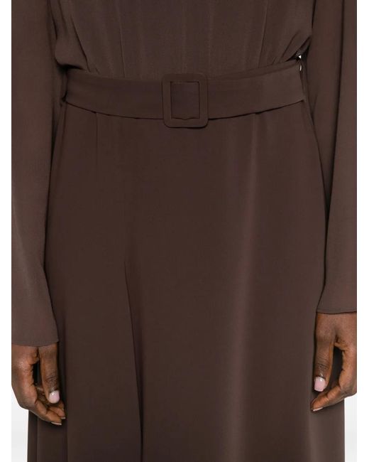 P.A.R.O.S.H. Brown Bell-Sleeve Belted Midi Dress