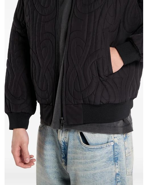 Filling Pieces Black Quilted Bomber Jacket for men