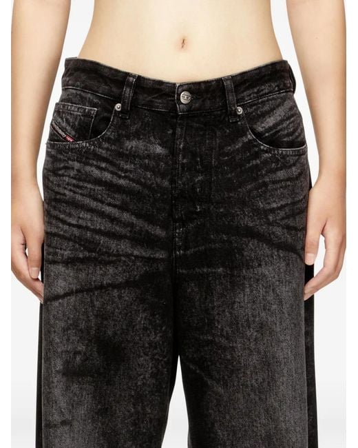 DIESEL Black Classic Straight-Leg Jeans With Mid-Rise Waist