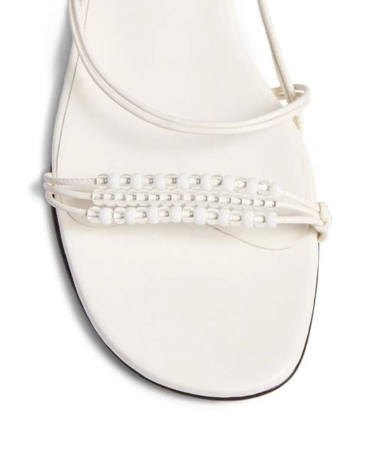Khaite White Bead-Embellished Loop Flat Sandals