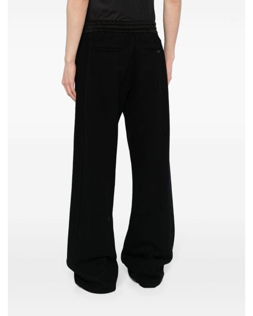 Saint Laurent Wide-leg Cotton Track Pants in het Black voor heren