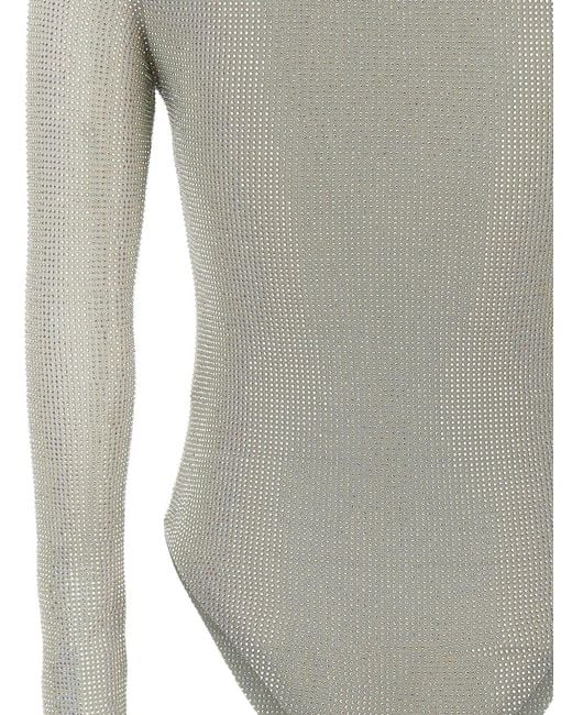 Twentyfourhaitch Gray Arches Rhinestone-Embellished Bodysuit