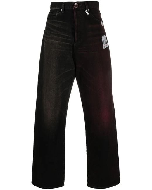 Maison Mihara Yasuhiro Black W-Combined Straight-Leg Jeans for men