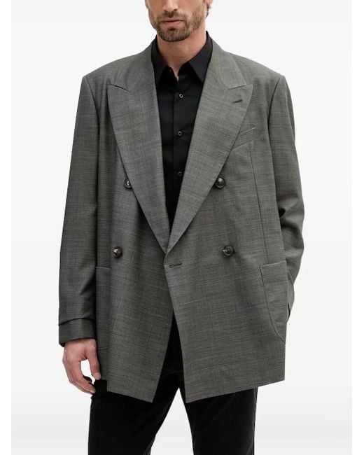 Emporio Armani Gray Double-Breasted Blazer for men