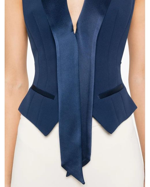 Elisabetta Franchi Blue Crepe Tuxedo Waistcoat