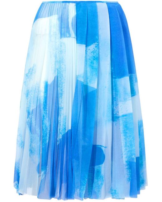 Proenza Schouler Blue Judy Graphic-print Pleated Skirt