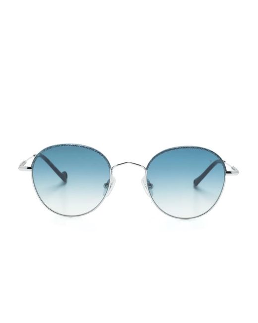 Eyepetizer Blue Gobi Round-Frame Sunglasses