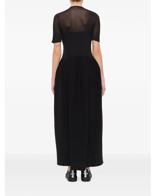 CFCL Black Pottery Lucent Ribbed-Knit Midi Dress