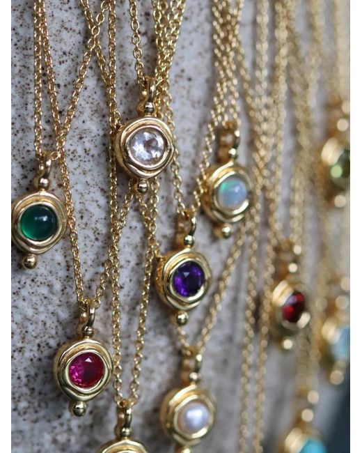 Ottoman Hands Metallic April Topaz Birthstone Necklace