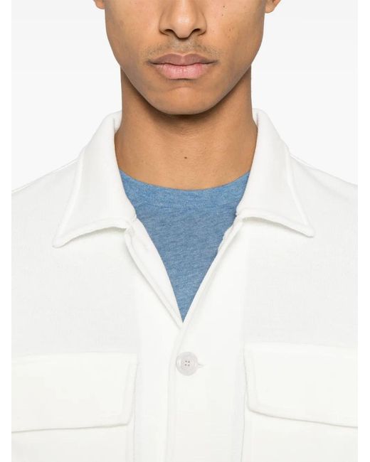 Lardini White Cotton Shirt Jacket for men