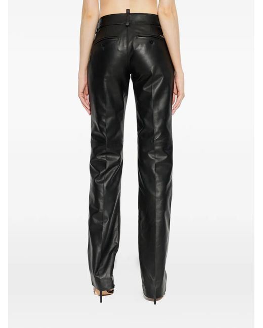 DSquared² Black Leather Trousers