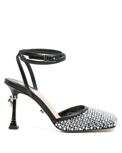 Mach & Mach 95 Mm Pumps Verfraaid Met Kristallen En Enkelbandje in het Black