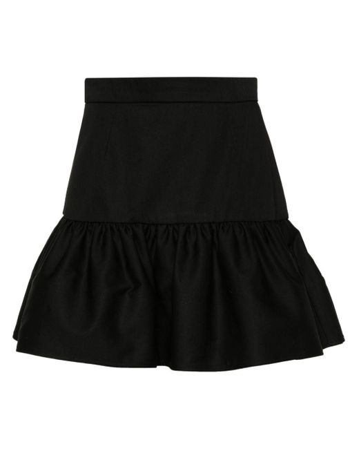 Patou Black Gabardine Tiered Miniskirt