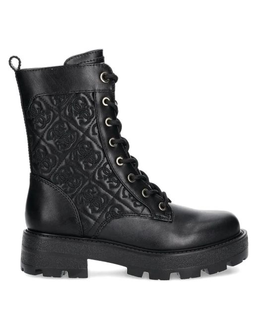 Guess Logo-Quilted Lace-Up Boots in Black Lyst UK