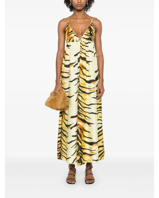 Nanushka Metallic Zebra-Print Maxi Dress