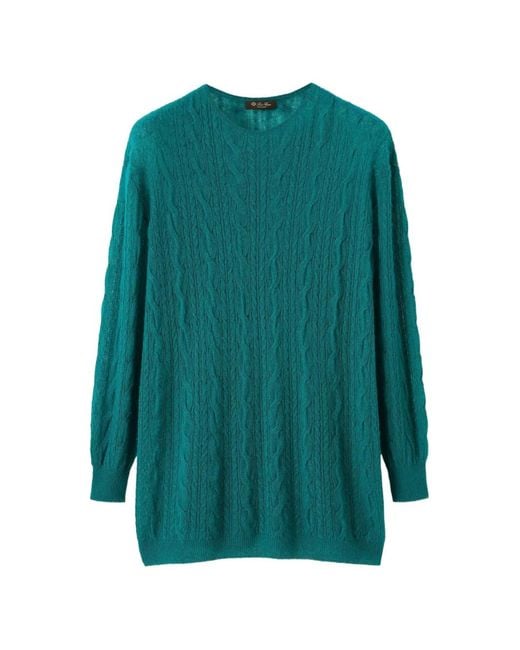 Loro Piana Green Kudle Cable-Knit Sweater