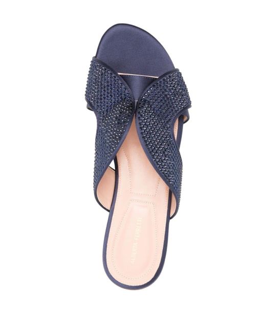 Alberta Ferretti Blue Crystal-embellished Satin Sandals
