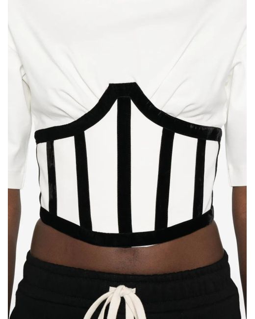 Hamza White Marsilia Corset-Detail Top