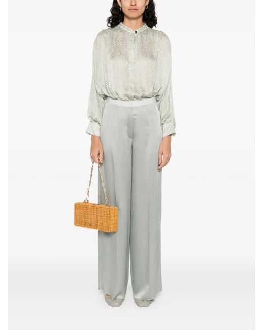Forte_forte White Abstract-Pattern Blouse