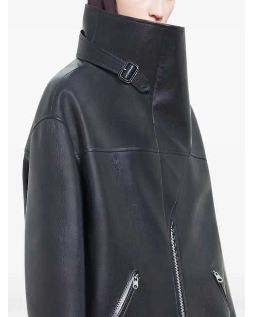 Courreges Black Oversize Leather Coat