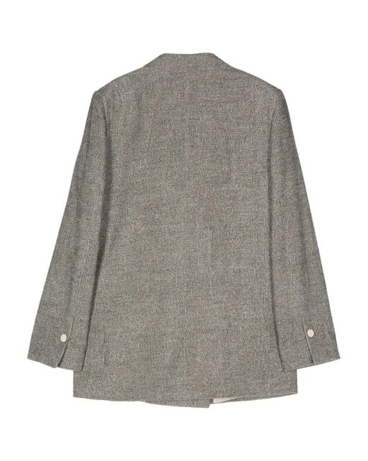 Alysi Gray Mélange-Effect Double-Breasted Blazer