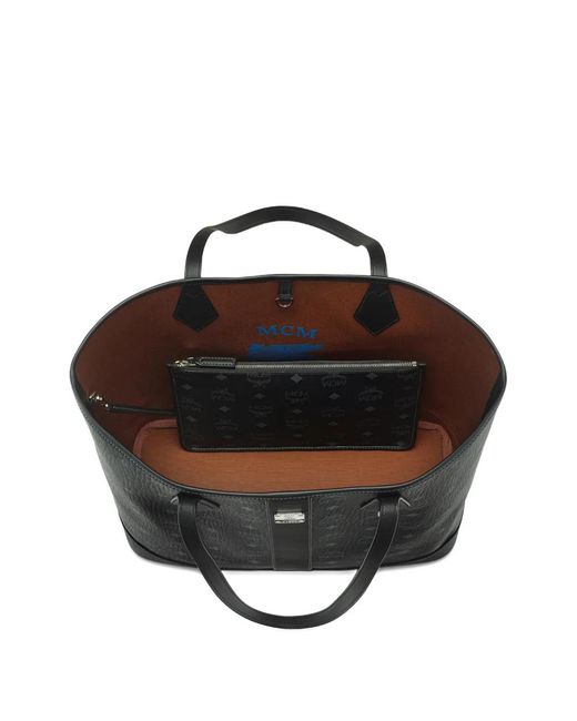 MCM Black Medium Logo-Plaque Tote Bag