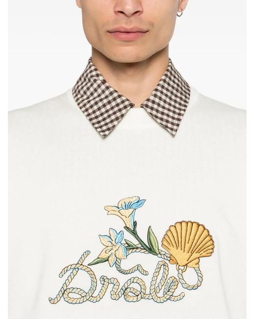 Drole de Monsieur White Maille Drôle Shell Sweater for men