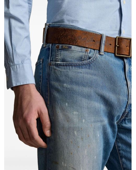 Polo Ralph Lauren Blue Distressed Straight-leg Jeans for men