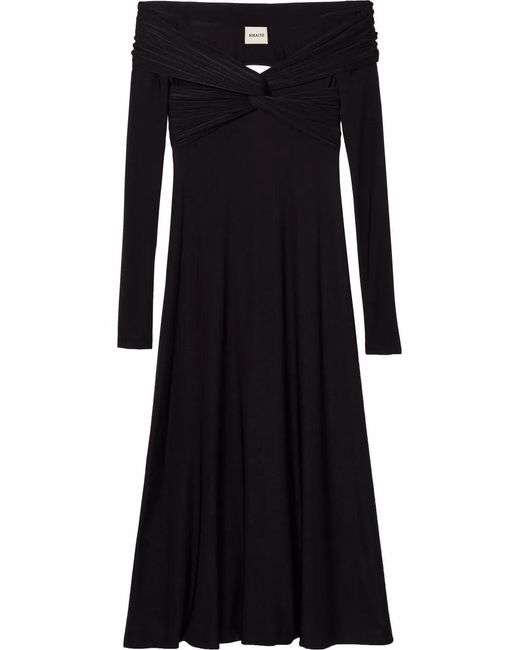 Khaite Black Cerna Off-Shoulder Midi Dress