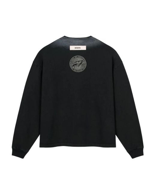 ROUGH Black Langarmshirt Mit Grafischem Print